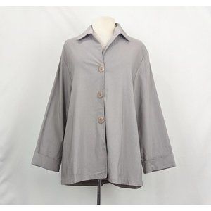 FH Clothing Jacket Gray Button Front Rayon Blend Shacket Misses Size XL